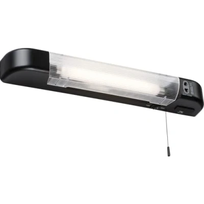 Image of KnightsBridge 230V IP20 6W LED Shaver Light with Dual USB Charger Matt Black