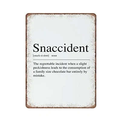 Image of DAIERCY Snaccident Definition Kitchen Quote Tin Signs Funny Vintage Metal Sign Plaqu Poster Wall Art Pub Bar Garden Bathroom Home Decor, 12x16 inches