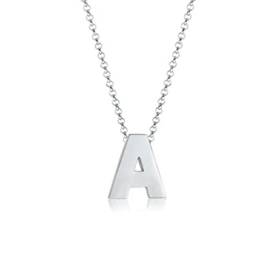 Image of Elli Women&#039;s 925 Sterling Silver Plated Letter A Basic Minimal Pendant Necklace 45cm length