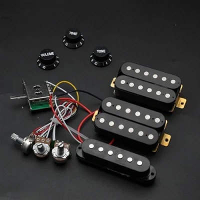 Image of Pre Wired Pickup Harness Kit Humbucker Electric Guitar Pickguard Loaded HSH Pickups For FD ST Guitar(Black)