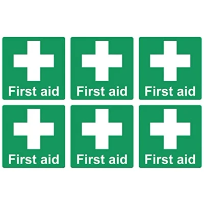 Image of First aid signs (6 pack) Self adhesive stickers (50mm x 50mm)