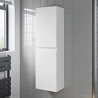 Image of BAYSTONE 1200mm Tall Bathroom Wall Hung Storage Cabinet Cupboard Tallboy Furniture Unit Soft Close White Gloss
