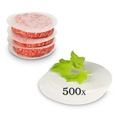 Image of Belmalia ► 500 Sheets ◄ of Parchment Paper, Round Baking Paper for Perfect Burgers, Hamburgers, Cheeseburgers, Patties, Meatballs, Frying pan, Barbecue, Non Stick, Greaseproof, 11cm