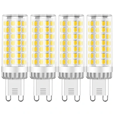 Image of G9 LED Light Bulbs 9W, 750LM, Cool White 6000K, Equivalent to 50W 80W Halogen Bulbs, Socket, No Flicker, Non Dimmable for Chandelier, Ceiling Lights, Wall Fittings, AC 220 240V, 4 Pack