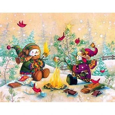 Image of DIY 5D Diamond Painting Kits Full Drill Christmas Snowman Adults Kids Crystal Rhinestone Embroidery Cross Stitch Canvas Mosaic Art Craft for Home Wall Decor Gift Round Drill,40x50cm