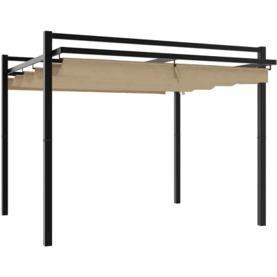 Image of vidaXL Garden Gazebo with Retractable Roof Taupe 3x3 m Aluminium