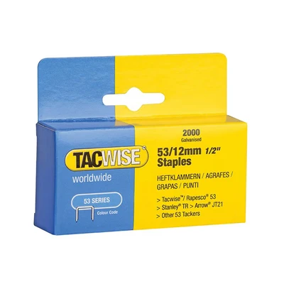 Image of Tacwise 0337 Type 53 / 12 mm Galvanised Staples, Pack of 2000