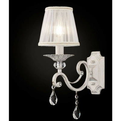 Image of Grace Wall Candle Lamp White with Gold &amp; Crystal, 1 Light, E14