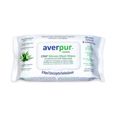 Image of CPAP cleaning wipes, pack of 80 averpur ™ mask wipes made from 100% pure cotton with aloe vera