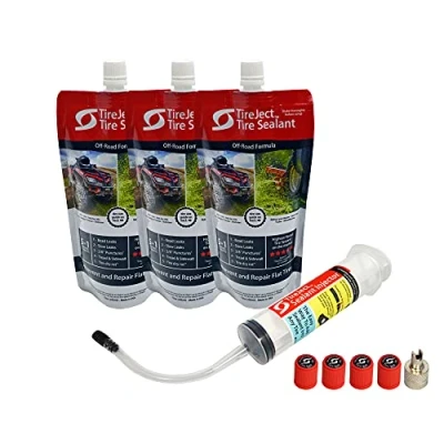 Image of Lawn Mower Off Road Tire Sealant Flat Protection Kit with Injector 5 in 1 Repair &amp; Prevent Tires caused by bead leaks, punctures, minor dry rot Extend Life