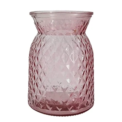 Image of Large Textured Pink Glass Flower Bud Vase (16cm) Jar Home Decoration Decor Ornament