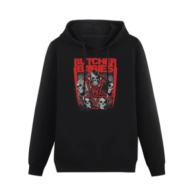Image of Butcher Babies Star Skull Long Sleeve Mens Hoody With Pocket Sweatershirt, Hoodie Size 3XL Black