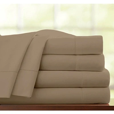 Image of 100% EGYPTIAN COTTON 400 THREAD COUNT HOTEL QUALITY EXTRA DEEP 16&quot; FITTED SHEET (King, Latte)