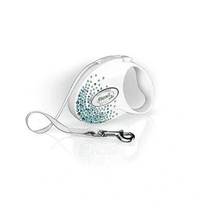 Image of Flexi Glam Splash Ocean Tape Pearl White Small 3m Retractable Dog Leash/Lead for dogs up to 12kgs/26lbs