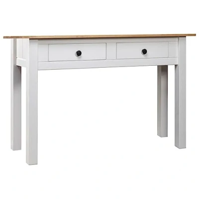 Image of vidaXL Solid Wood Pine Console Table Panama Range Drawers Sideboard Hall Night Stand Bedroom Furniture Telephone Storage White