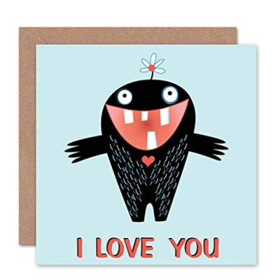 Image of Wee Blue Coo VALENTINE LOVE HAPPY MONSTER FUN NEW ART GREETINGS GIFT CARD
