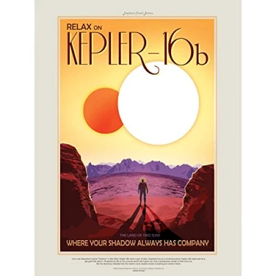 Image of Wee Blue Coo NASA Space Travel Advert KEPLER 16B Large Wall Art Poster Print Thick Paper 18X24 Inch