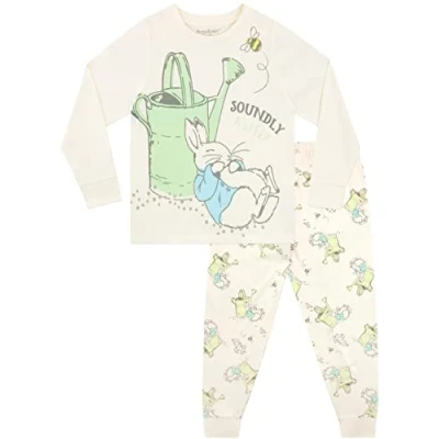 Image of Peter Rabbit Kids Pyjamas for Boys or Girls Cream 4 5 Years