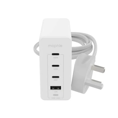 Image of ZAGG mophie USB C Speedport 120 Wall Charger Hub, Watt, GaN, Fast Charging, Lightning Device, (White, UK Adapter)
