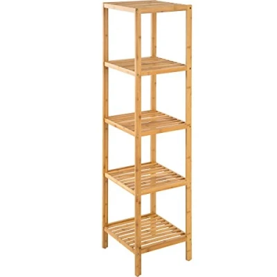 Image of TecTake bamboo wooden kitchen bath shelf rack different models (5 tiers 33 x 141 cm no. 401646)