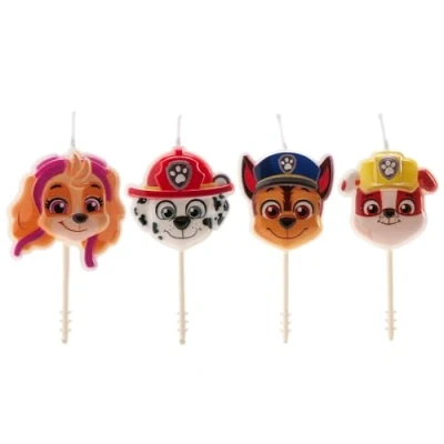Image of dekora Set of 3D Paw Patrol Birthday Candles for Children&#039;s Cakes Original Candle Children Pack 4