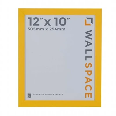 Image of Wall Space 12x10 Yellow Frame Modern Wooden Photo inches 10x12 Picture made from WOOD with REAL GLASS 12 x 10