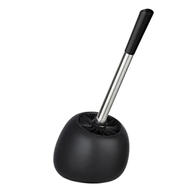 Image of WENKO 24015100 Ceramic Toilet Brush, Black, 17 x 34.5 14.5 cm