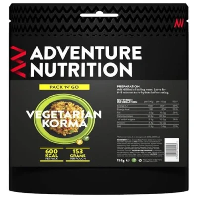 Image of Adventure Nutrition Pack N Go Freeze Dried Lightweight Food, 600 Kcal, for Adventurers, Hikers, Campers, Emergency Services, Mountaineers (1, Vegetarian Korma)