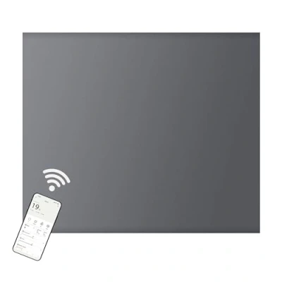 Image of MYLEK Panel Space Heater 0.5KW Smart WiFi App Radiator Electric SlimLow Energy Charcoal Grey Wall Mounted Design, Bathroom IPX4 Rated for Homes, Offices (500Watts)