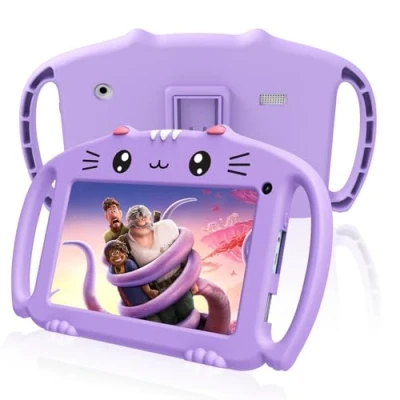 Image of VESWWE Kids Tablet Android 7 In Toddler Table for with WiFi Quad Core 32G ROM 128GB Extendable Parental Control Dual Camera Shockproof Case(Purple)
