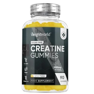 Image of Creatine Gummies 3000mg for Men &amp; Women 90 Chewable Monohydrate (1 Month Supply) Natural Lemon Flavoured Pre Workout Gym Supplement (Not Tablets)