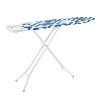 Image of Royalford Ironing Board, Adjustable Height &amp; Iron Rest To Secure In Place, Lightweight Foldable For Compact Storage, Protective Feet,100% Cotton Fitted Cover 114 x 33 cm, Blue