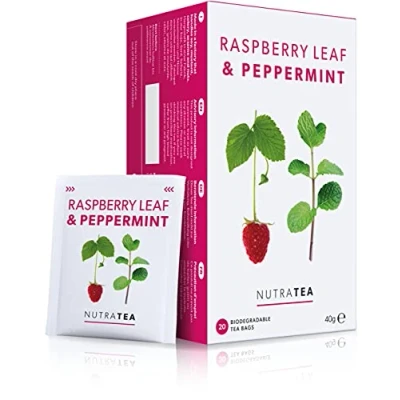 Image of Nutra Tea Raspberry Leaf &amp; Peppermint For Pregnancy Expectant Mothers 40 Bags Herbal (2 Pack)