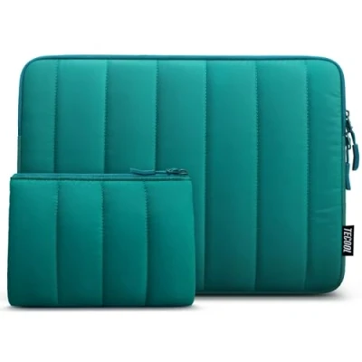 Image of TECOOL Puffy 15.6 inch Laptop Case Sleeve Compatible with 15 Lenovo Thinkpad ideapad HP Pavilion Acer Dell Asus Vivobook 15,MacBook Pro 16 M3 M2 Splash resistant Protective Case,Teal