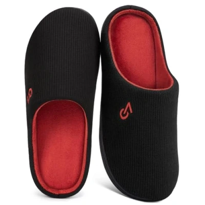 Image of VeraCosy Men&#039;s Two Tone Memory Foam Slippers Red,10 11 UK