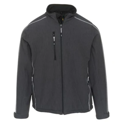 Image of ØRN International Crane (4240) Mens Workwear Fur Lined Softshell Outdoor Jacket, Breathable, Water Resistant, Machine Washable Melangge/Black, Extra Small