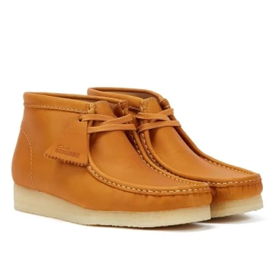 Image of Clarks Originals Wallabee Mid Tan Leather Mens Orange Boots Size UK 11
