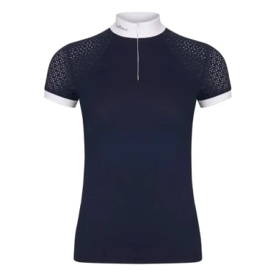 Image of LeMieux Women’s Equestrian Show Shirt Short Sleeve Horse Competition Top Athletic Shirts &amp; Horseback Riding Apparel (Navy/UK12)