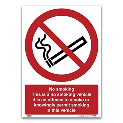 Image of This is a no smoking vehicle, A4 297x210mm, Self adhesive Vinyl Sticker, Prohibition Safety Signs