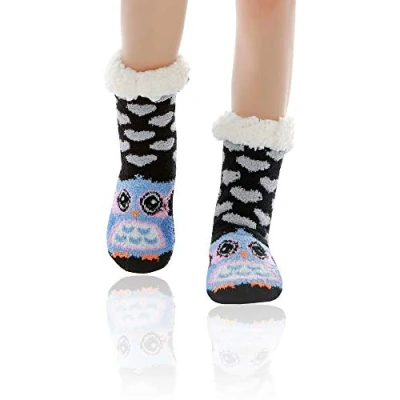 Image of WOTENCE Women Slipper Socks Soft Warm Fleece Lined Cute Animal Winter Non Slip for Girls