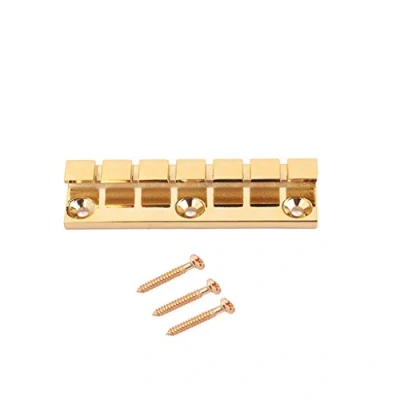 Image of Alnicov 6 Strings Metal Fixed Hardtail Saddle Bridge for Electric Guitar Gold