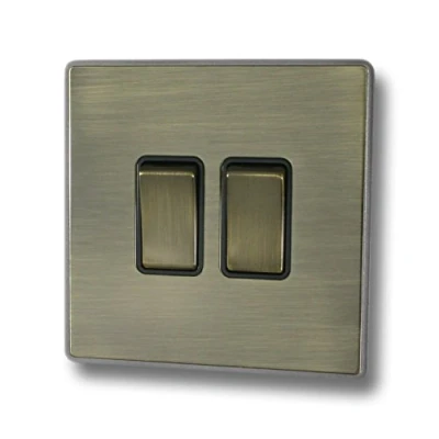 Image of G&amp;H Brassware Lexus Antique Bronze 2 Gang / Double Way Light Switch LAB302