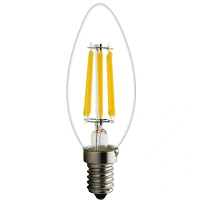 Image of LED E14 Base Candle Filament Bulb 2 W / 4 6 W, Equivalent to 20 40 60 Incandescent Bulb, Warm White 2700 K, Flame, Light Beam Angle 360 6w 1 pezzi