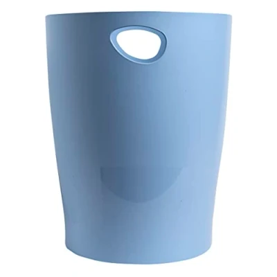 Image of Exacompta Ref. 45309D 1 waste paper basket with ECOBIN BeeBlue handles in PP large capacity 15 liters dimensions 26.3 x 33.5 cm For office or home light blue color