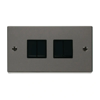 Image of Click Deco 4 Gang 2 Way 10AX Switch Black Nickel Inserts