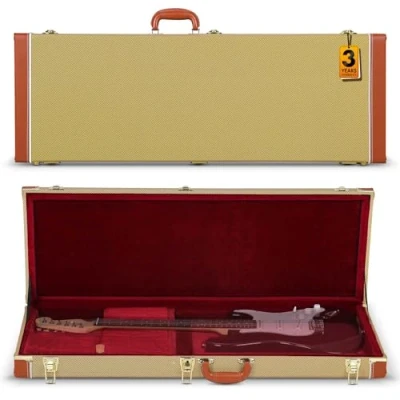 Image of CAHAYA Electric Guitar Hard Shell Case Portable Square Hardshell for Standard Guitars Stratocaster TelecasterYellow, CY00365 1