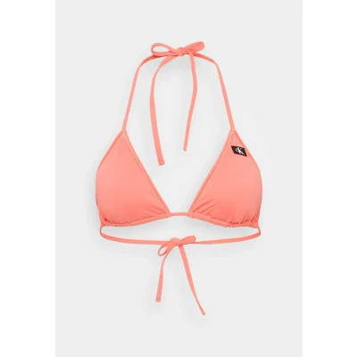 Image of Calvin Klein Swimwear Triangle Bikini top, Women&#039;s, Size: Medium, Dazzling coral