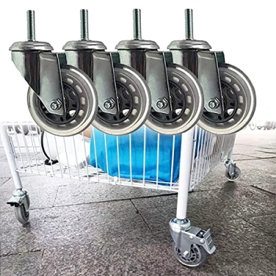 Image of M8/M10/M12 Threaded Stem Swivel Castor, 75mm Heavy Duty Furniture Caster Wheels, Rubber Castor With Brakes, For Trolleys, Industrial Use And Moving Furniture, Up T(Size:M8*30mm,Color: