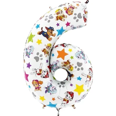 Image of Toyland® 26 Inch Paw Patrol Number Foil Balloon Kids Party Balloons 1 6 Available (NUMBER 6)