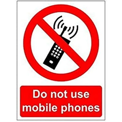 Image of Pack of 2 x Do Not Use Mobile Phones Signs 150mm 200mm Self Adhesive
